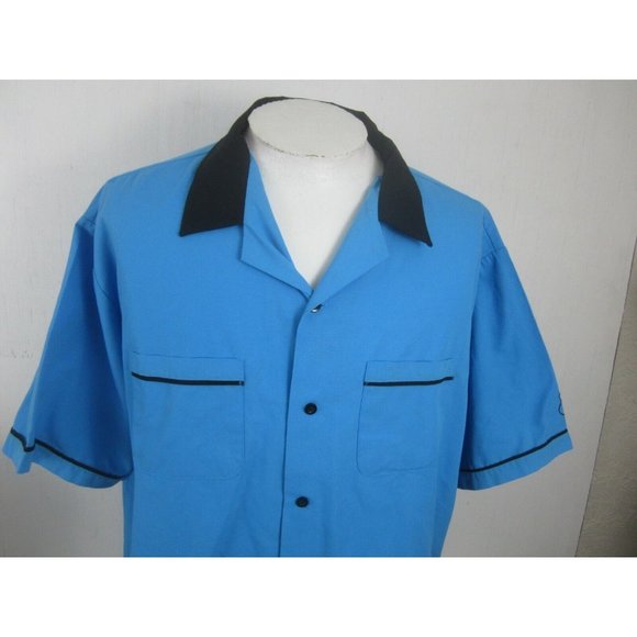 Cruisin USA Men bowling shirt blue black retro vintage 90s pit to pit 31 sz 3X - Picture 4 of 11